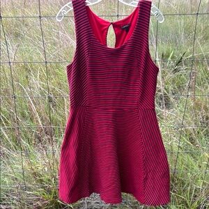 Express Red and Navy Blue Striped Sleeveless Dress